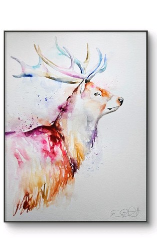 Original stag watercolour - original,