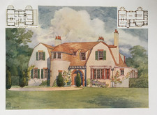 Art Nouveau House at Pinner in London - Antique Print 1912