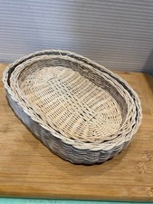 Vintage white wicker shallow