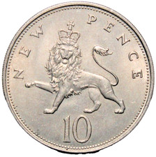 10p Ten Pence Coin LARGE OLD 1968-1992 low circulated choose year 28.5mm