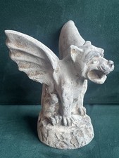 Winged Gargoyle Candle Holder Statue Ornament Gothic Grey Concrete B3