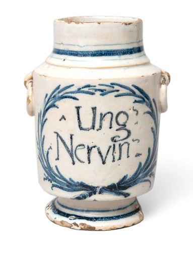 Antique italian faience drug - faience,