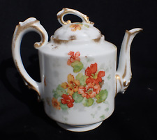 Antique Delinieres & Cie Limoges Porcelain Teapot Flowers Gilt Trim