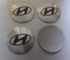 4x Sticker HYUNDAI Wheel Centre Cap Hub 3D Logo 56mm Silver Stickers