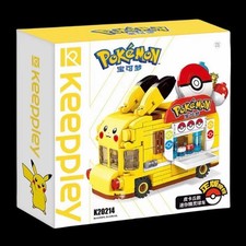Anime Pokemon Pikachu Mini Cartoon Elf Ball Car Food Truck Building Blocks