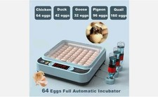 64 Egg Incubator, Full Automatic Chick Incubator with Auto Egg Turner and Water 