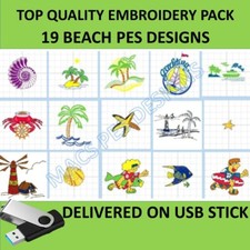 Beach holiday PES embroidery