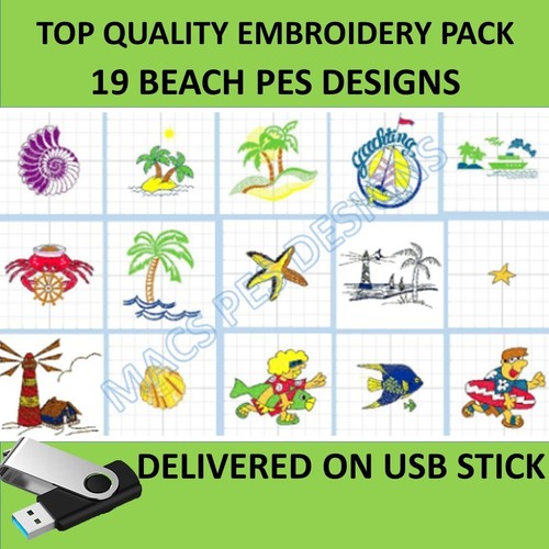 Beach holiday pes embroidery - holiday,