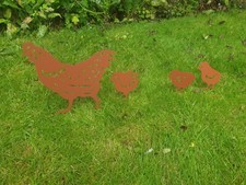 4 Metal Chicken Chickens Hen