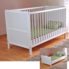White Solid Wood Baby Cot Bed