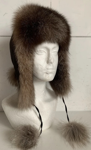 Real arctic brown fox fur - real,