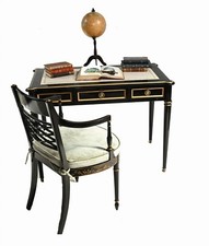 Regency Black Lacquer Desk and