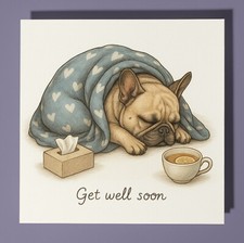 French Bulldog  Get Well Soon Card - Personalised Dog card & Envelope - Friend