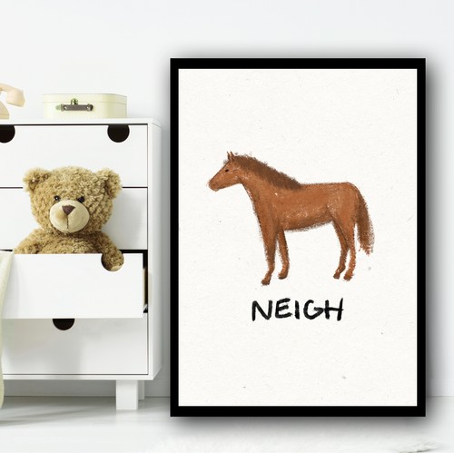 Horse hand drawn simple - horse, wall