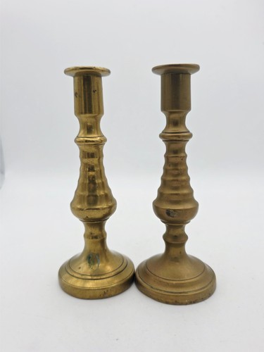 Victorian brass candlesticks - brass,