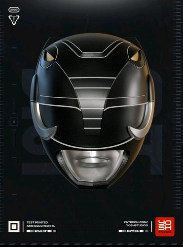 Power ranger black helmet - ranger, 3d