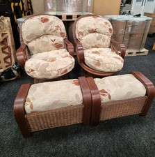 Daro Swivel Rocker Wicker Chair - PAIR WITH CUSHIONS