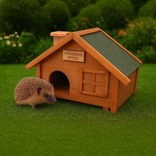 Hedgehog house wooden shelter - hedgehog,