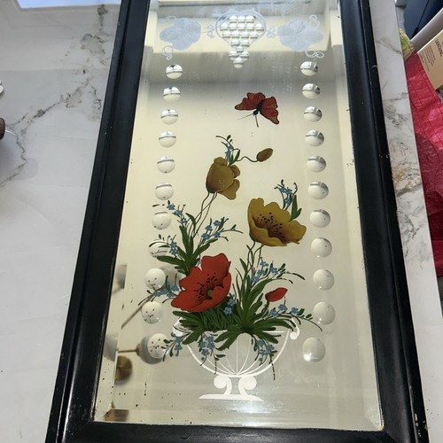 Vintage reverse painted etched - painted,