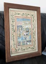 ANTIQUE ORIGINAL PERSIAN MIDDLE EASTERN HAND PAINTED SILK OIL PAINTING MATTED 