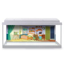 Fish Tank Background Cartoon Interior Room Table Computer