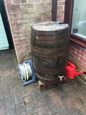 Oak Whiskey Barrel Water Butt 180/225L Lift Off Lid Tap Rain Collector 40/55G