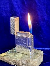 ST DuPont Lighter Vintage Silver Short Super Mint Condition Works 1 Year Warrant