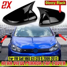 DOOR WING MIRROR COVER CAPS CASE GLOSS BLACK For VW Golf MK6 GTI GTD R 2009-13