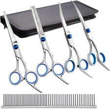 Professional Pet Hair Cutting Scissors Dog Grooming Kits Curved Shears Set