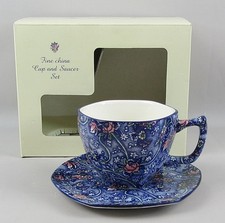 Ringtons "Maling" Chintz CUP & SAUCER Decorative Floral Tableware Blue
