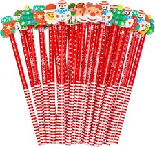 30/60Pcs Pencil Set With Christmas Eraser Toppers Novelty Stationary Xmas Gifts