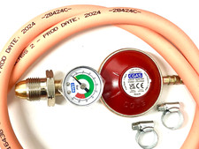 Propane Gas 37mbar Regulator With Pressure Gauge 2 Metre Hose Pipe And Clips