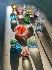 Job Lot Of Vintage Glass Paperweight/mixed Varieties Of Type And Colours