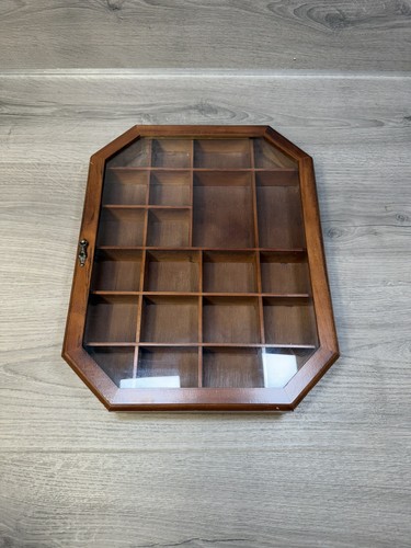 Vintage octagonal wood curio - wood,