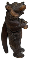 Antique novelty carved wood wooden Black Forest standing bear nutcrackers