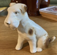 Vintage Ceramic Ornament Terrier Dog Kitch 10cm