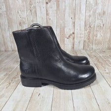 Frye Leather Ankle Boots Black Zip Up Moto Biker Style Size 6B sample
