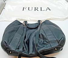 FURLA Women's Black Soft Leather Large Double Handle Grab or Shoulder Bag