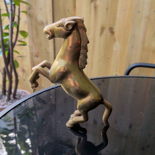 Vintage brass rearing horse - ,