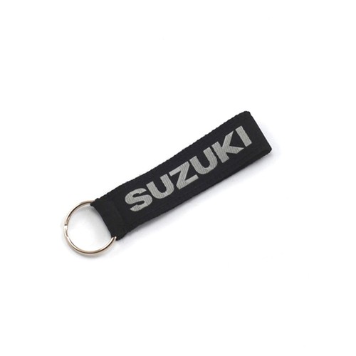 Black fabric print keyring - fabric,