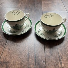 Spode Christmas Tree Cup and Saucer Set x 2 4 Pieces Made in England