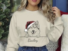 Alaskan Malamute Christmas Sweatshirt Personalised Dog Name Unisex Festive Gift