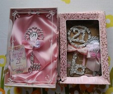 Two Vintage 21st Birthday Decorative Keys Boxed Ribbons Flowers Birthday Gift