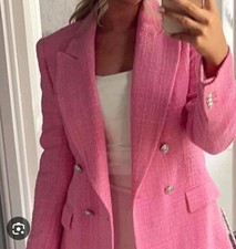 Zara Double Breasted Textured Blazer Jacket Size S Small 8 10 