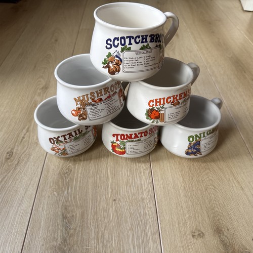 Vintage recipe soup mugs - vintage, with