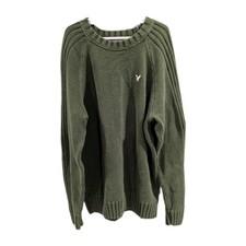 American Eagle Sweater Mens XS Green Knit Fisherman Y2K Grunge Outdoor Gorpcore