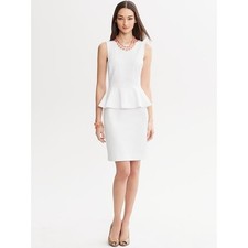 Banana Republic Women's Sleeveless Peplum Sheath Dress Size 10 White NWOT