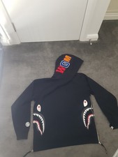 BAPE PULLOVER BLACK zip side SHARK HOODIE. Size XL