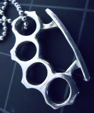 Brass Knuckles Necklace Stainless Ball Chain New Vintage Knuckle Dusters Pendant