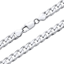 Sterling Silver CURB Chain 6.5MM - 16 18 20 22 24 26 30 inch - Solid 925 Silver